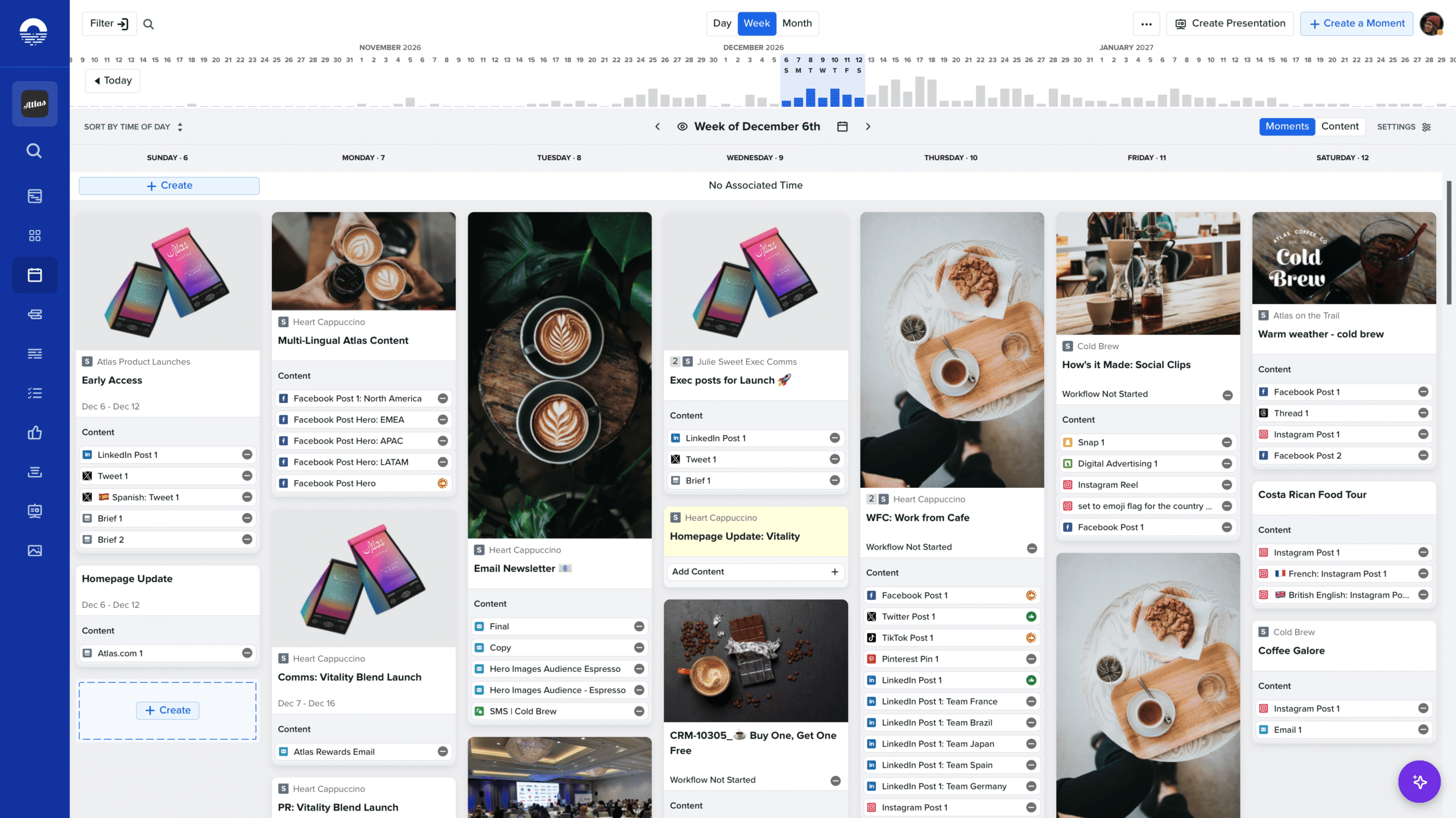 Opal platform week view of in-market campaigns
